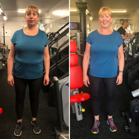 Kirsty before and after fitness transformation.