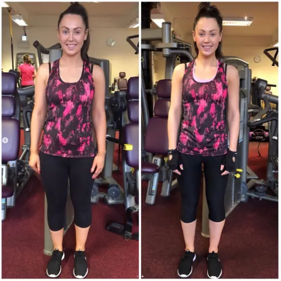 Louise before and after fitness transformation.