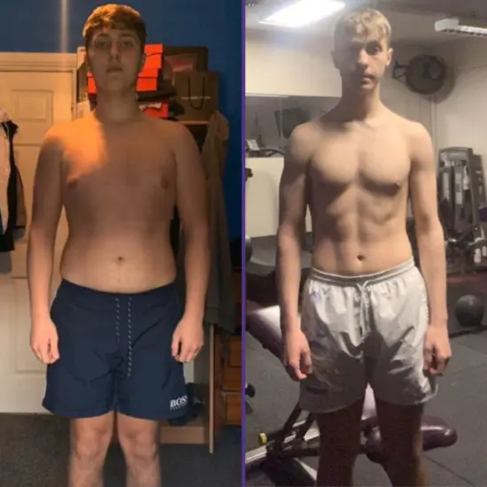 Markus before and after fitness transformation.